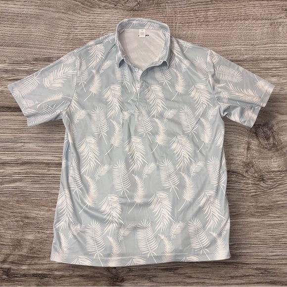 Jommas Men's Light Blue Leaf Print Golf Shirt Size XL - Picture 1 of 2